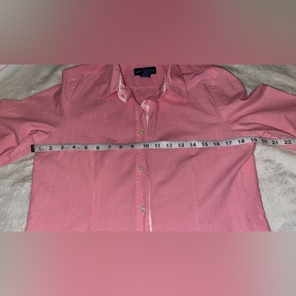 Charter Club 100% Cotton Pink & White Gingham Button Down Shirt - Picture 7 of 10